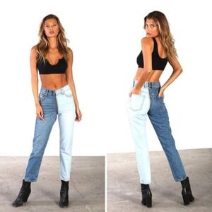 Revice Denim Yin Yang Crop Jeans Tokyo Wash Two Tone Sz 30 Y2K Streetwear USA
